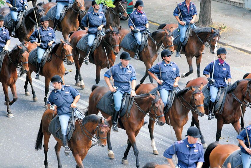 Xilocopa e ancora polizia a cavallo